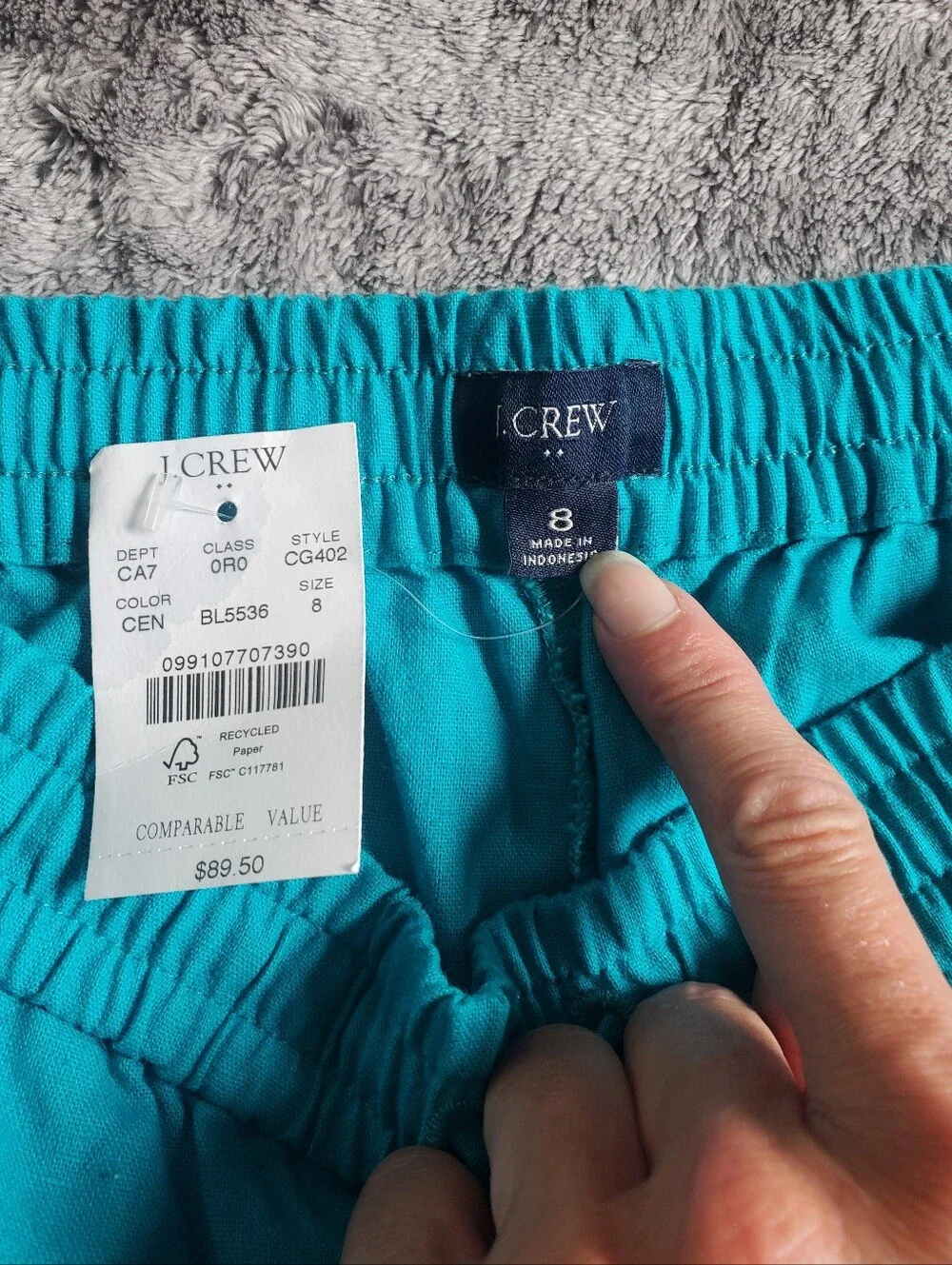 *NWT* J. Crew QBright Teal Linen-Blend Slim Wide-Leg  Drawstring Joggers